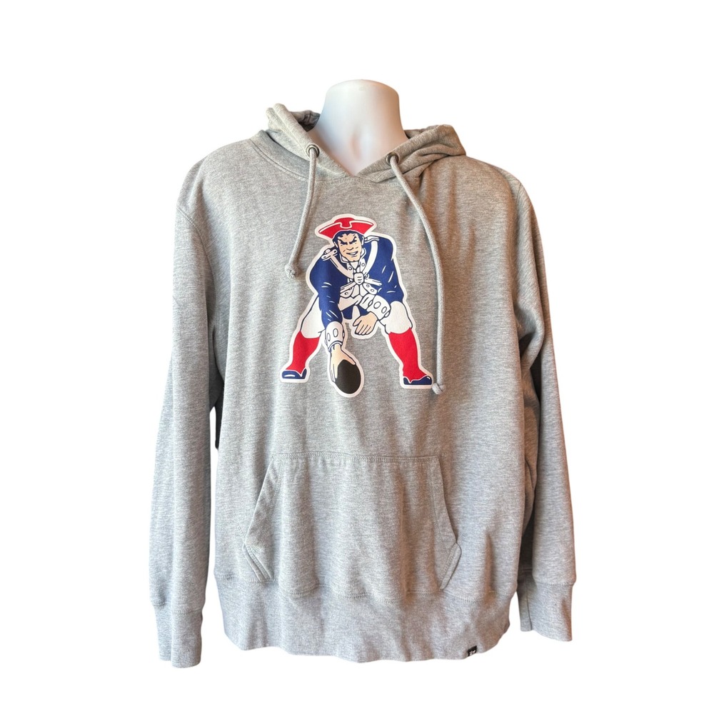 '47 Brand New England Patriots Hoodie Gray Pullover Sweatshirt Mens Size XLarge